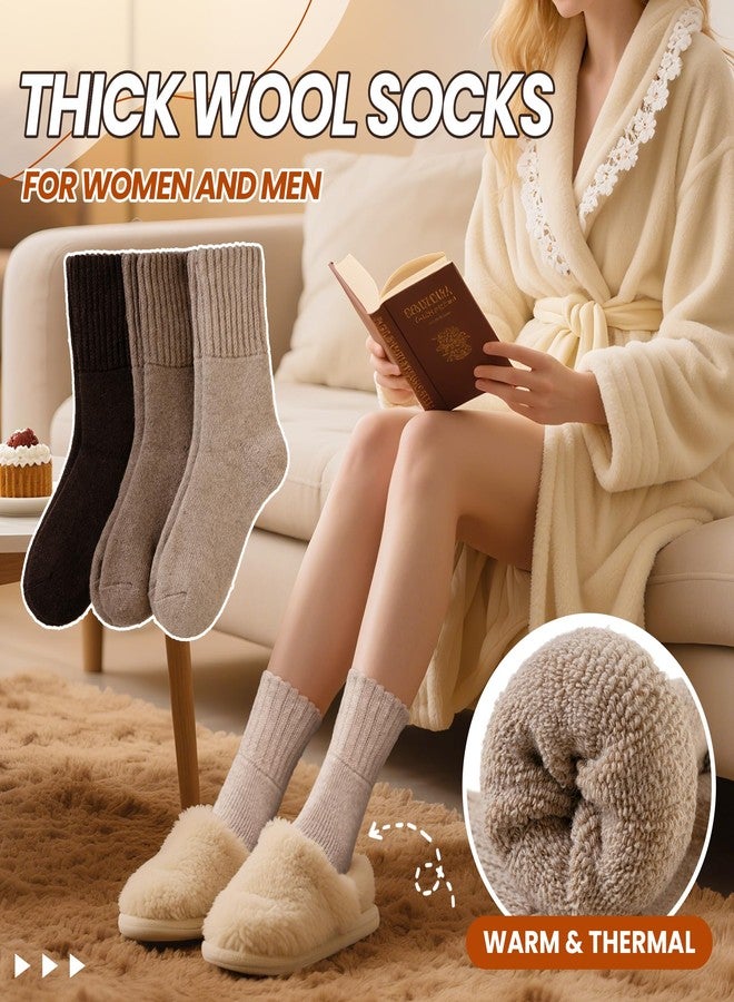 Eyean Merino Wool Socks Thermal Winter Ski Warm Thick Cozy Boot Hiking Socks for Women Men 3 Pairs (Brown,Medium) - Image 3